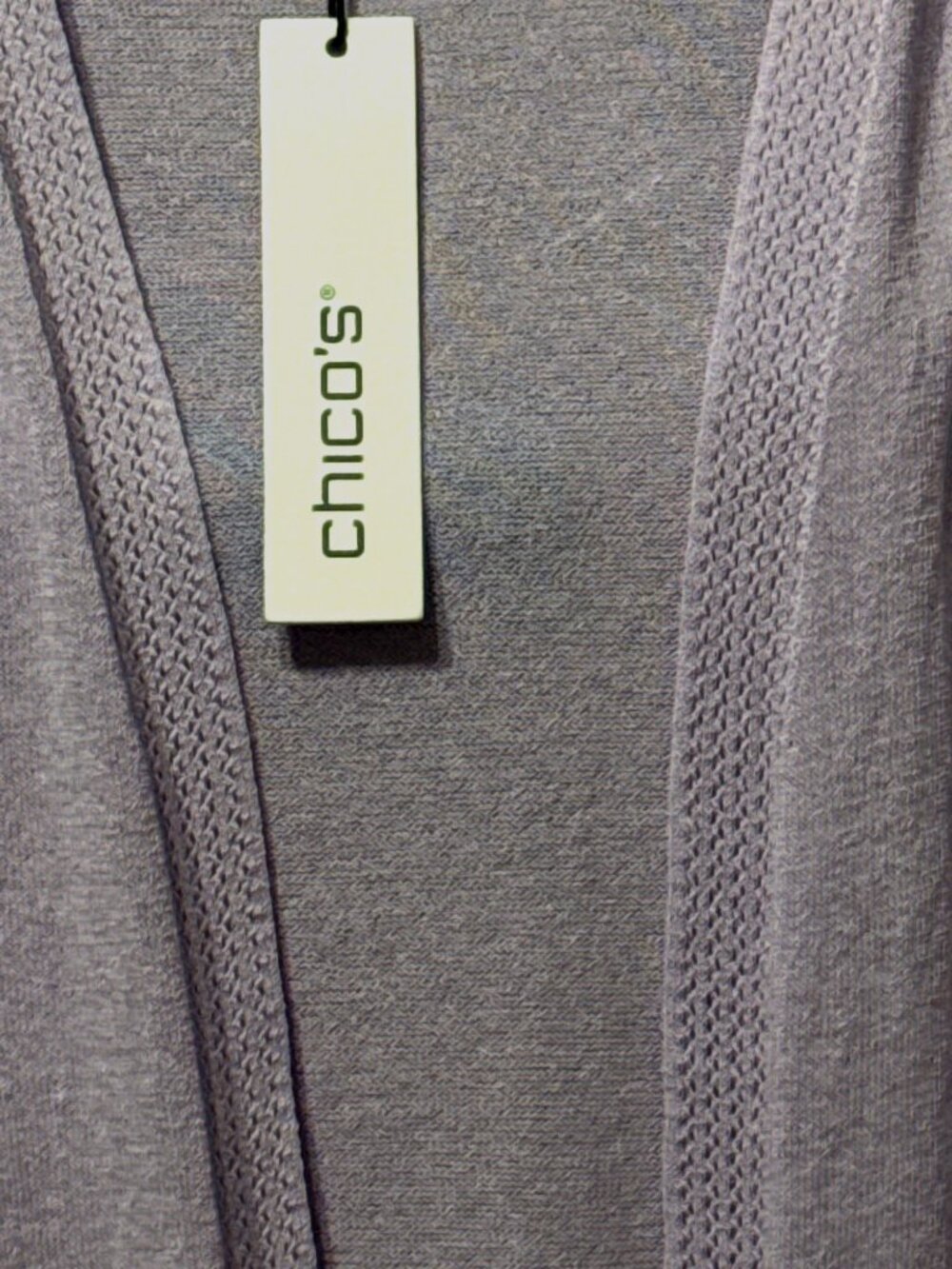Chicos New Open Front Cardigan Sweater Orchid Mist Size 2 (L) Cotton/Nylon Blend - Picture 3 of 8